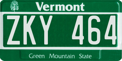VT license plate ZKY464