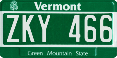 VT license plate ZKY466