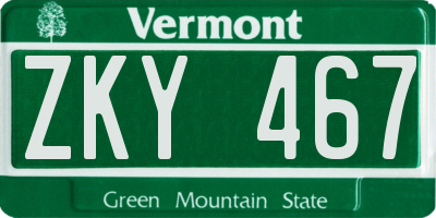 VT license plate ZKY467