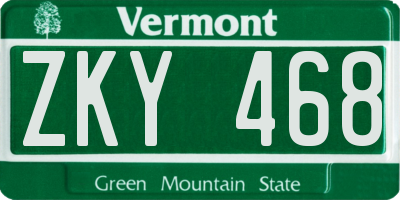 VT license plate ZKY468