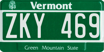 VT license plate ZKY469