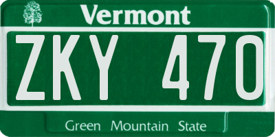 VT license plate ZKY470