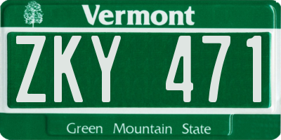 VT license plate ZKY471