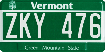 VT license plate ZKY476