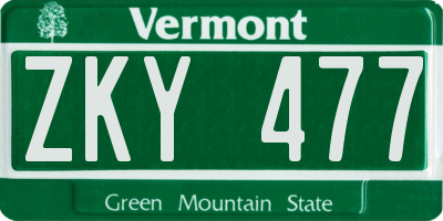 VT license plate ZKY477
