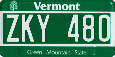 VT license plate ZKY480