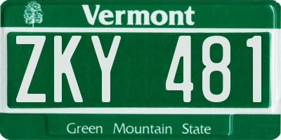 VT license plate ZKY481