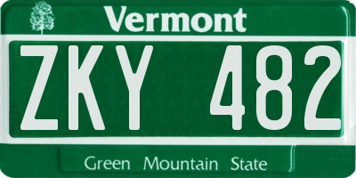 VT license plate ZKY482
