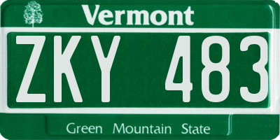 VT license plate ZKY483