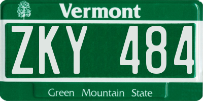 VT license plate ZKY484