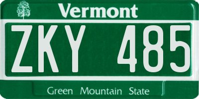VT license plate ZKY485