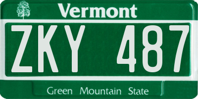 VT license plate ZKY487