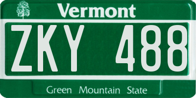 VT license plate ZKY488