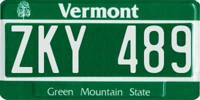 VT license plate ZKY489