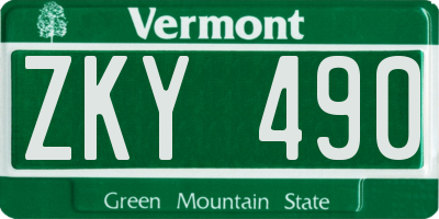 VT license plate ZKY490