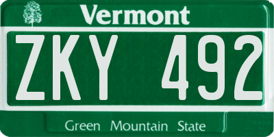 VT license plate ZKY492