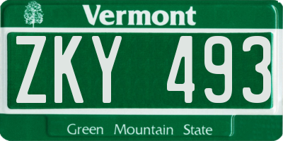 VT license plate ZKY493