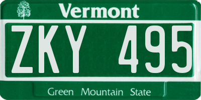 VT license plate ZKY495
