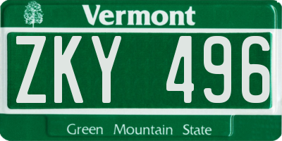 VT license plate ZKY496
