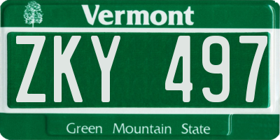 VT license plate ZKY497