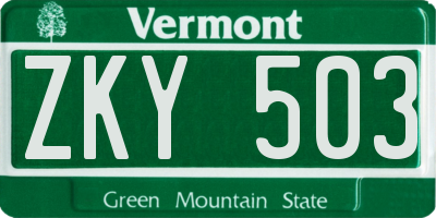 VT license plate ZKY503