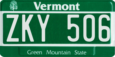 VT license plate ZKY506
