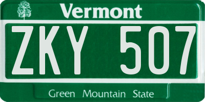VT license plate ZKY507