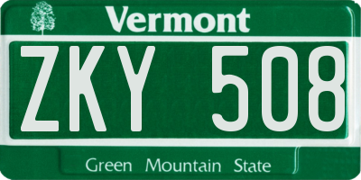 VT license plate ZKY508
