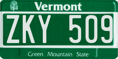 VT license plate ZKY509