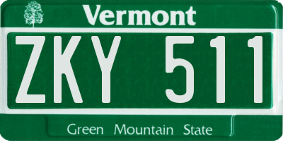 VT license plate ZKY511