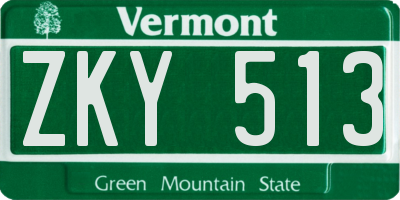 VT license plate ZKY513