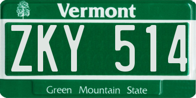VT license plate ZKY514