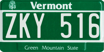 VT license plate ZKY516