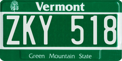 VT license plate ZKY518