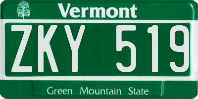VT license plate ZKY519