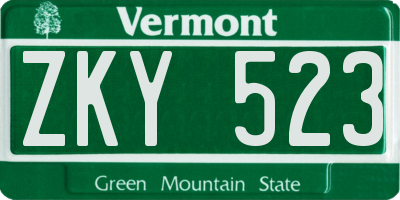 VT license plate ZKY523