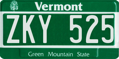 VT license plate ZKY525
