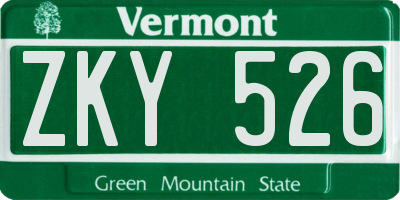 VT license plate ZKY526