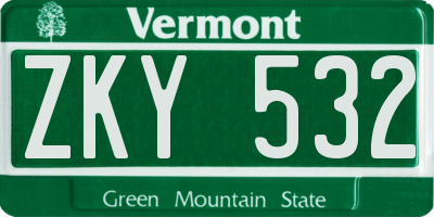 VT license plate ZKY532