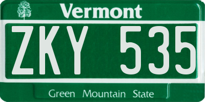 VT license plate ZKY535