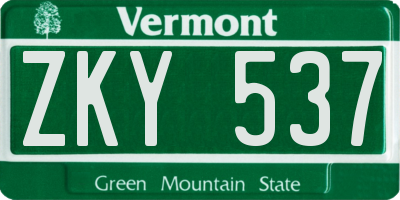 VT license plate ZKY537