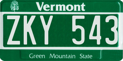 VT license plate ZKY543