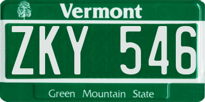 VT license plate ZKY546