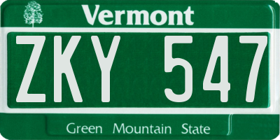 VT license plate ZKY547