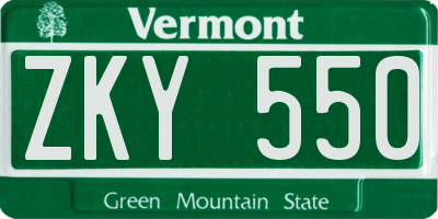 VT license plate ZKY550
