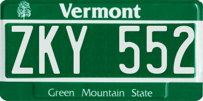 VT license plate ZKY552