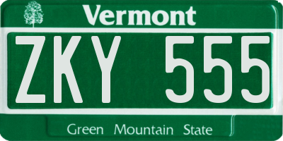 VT license plate ZKY555