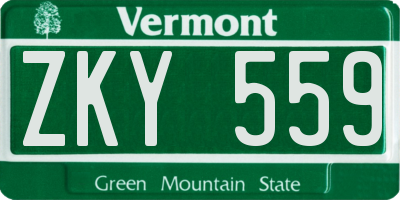 VT license plate ZKY559