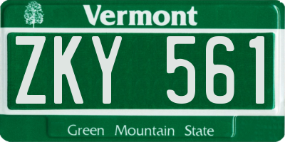 VT license plate ZKY561