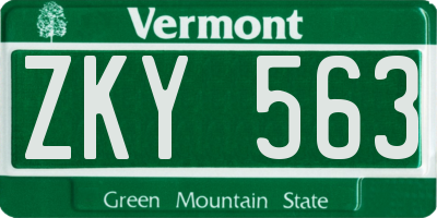 VT license plate ZKY563